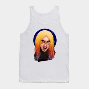 Ukrainian young emotional girl with Ukrainian symbols. Tank Top